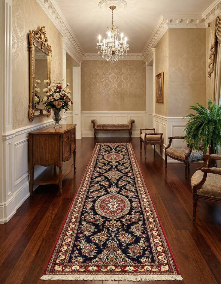 Detail image of  2' 11 x 13' 6  Hand Knotted Qom Persian Runner Rug