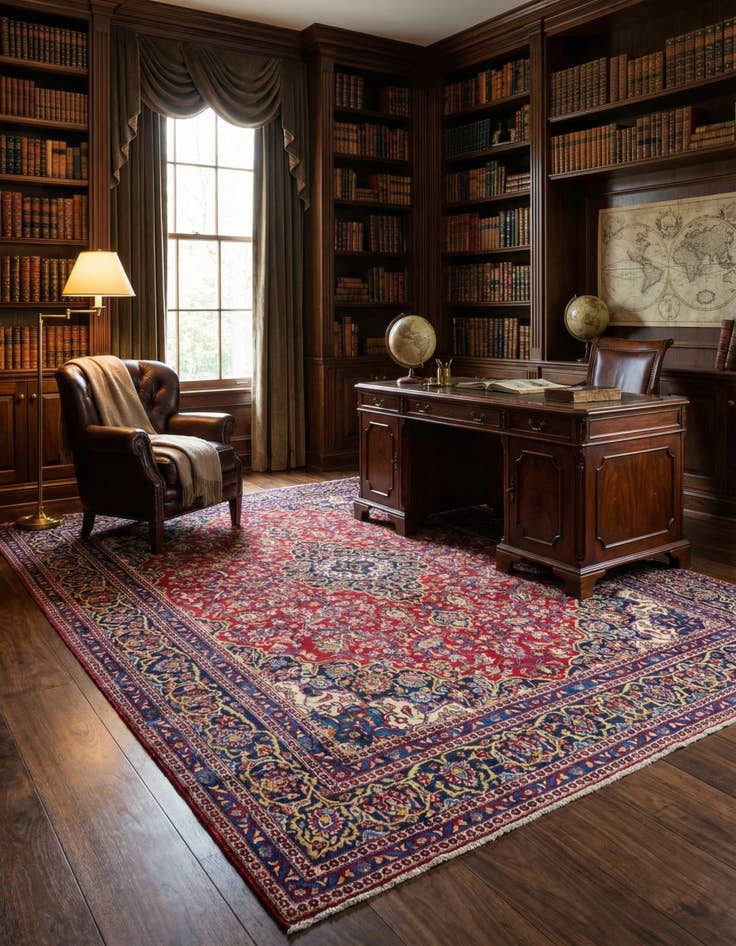 Detail image of 9' 6 x 12' 5  Hand Knotted Mashad Persian Wool Rug