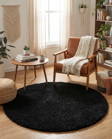  6' x 6' Solid Shag Round Rug