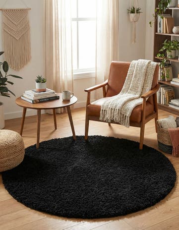 6' x 6' Solid Shag Round Rug