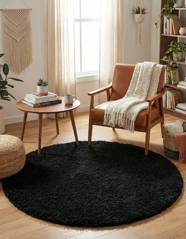 6' x 6' Solid Shag Round Rug