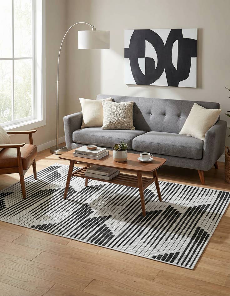 Detail image of 4' x 6'  Washable Modern Indoor / Outdoor Rug