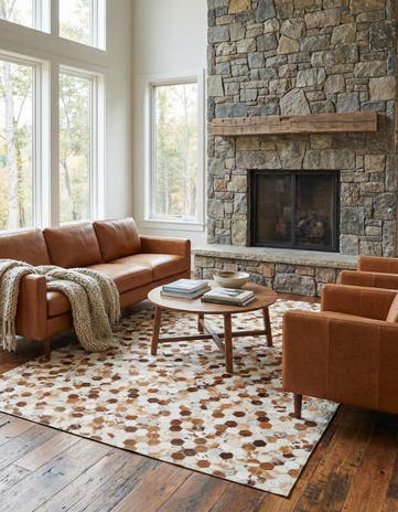 5' 1 x 8' Cowhide Leather Rug