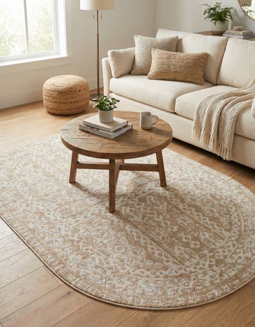 Beige Oxford Oval Rug