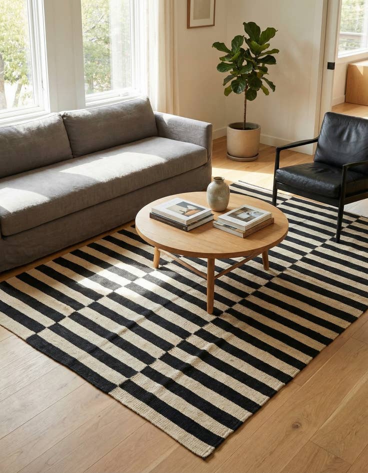 Detail image of 3' 6 x 4' 8  Hand Woven Kilim Modern Wool Rug