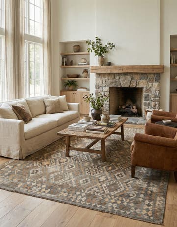 8' 7 x 10' 9 Hand Woven Kilim Maymana Wool Rug