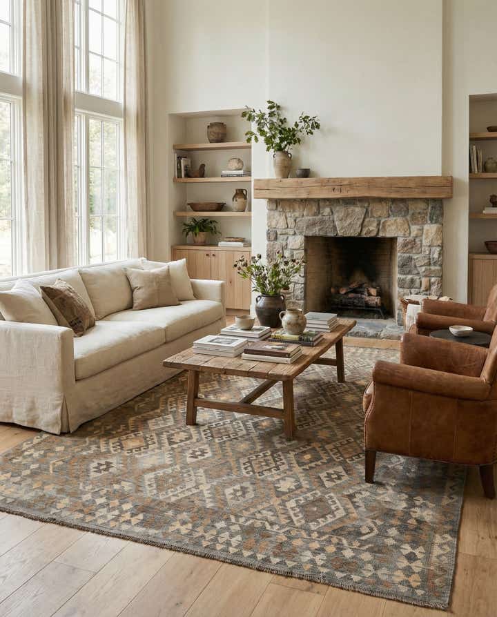 8' 7 x 10' 9 Hand Woven Kilim Maymana Wool Rug