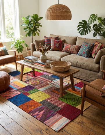 5' 8 x 8' 1 Hand Woven Kilim Patchwork Wool Rug