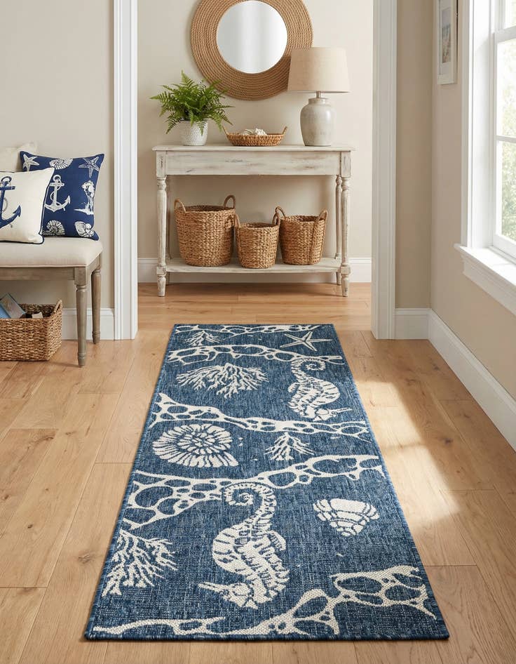 Detail image of  2' x 6'  Washable Coastal Indoor / Outdoor Runner Rug