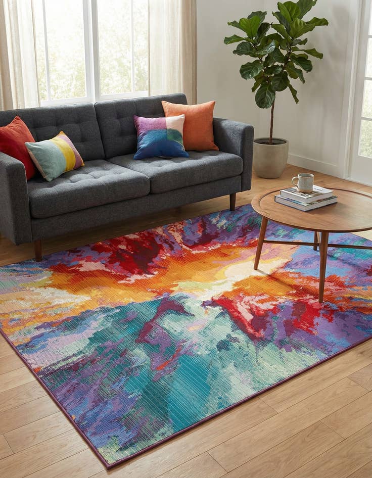 Detail image of 4' x 6'  Washable Modern Indoor / Outdoor Rug