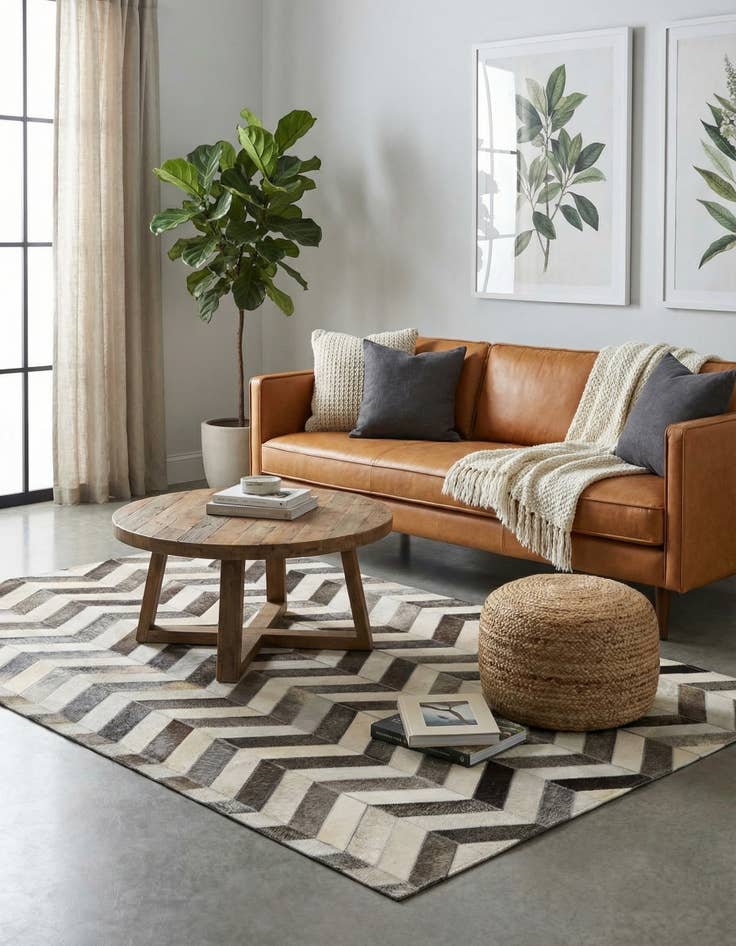 Detail image of 4' 2 x 6' 1 Cowhide - Patchwork Rug