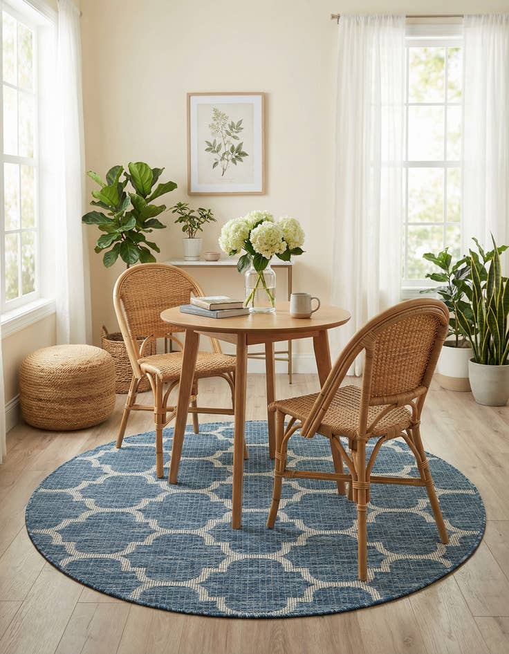 Detail image of 5' 3 x 5' 3  Washable Trellis Indoor / Outdoor Round Rug