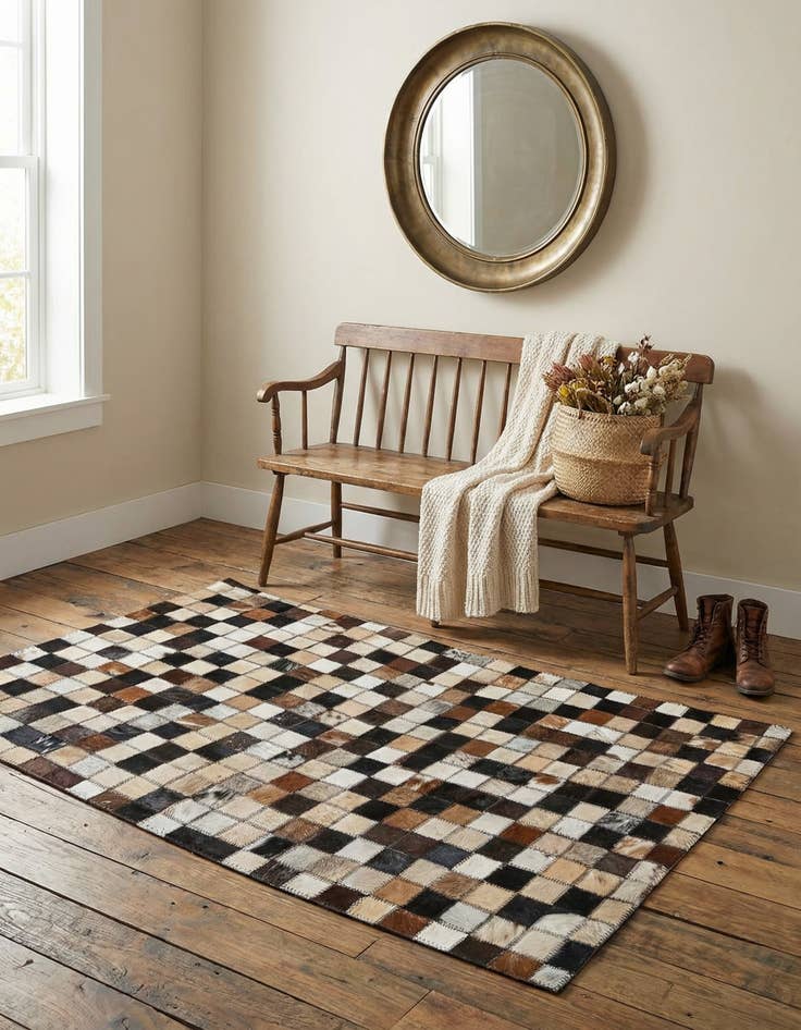 Detail image of  2' x 3' 1 Cowhide Leather Rug