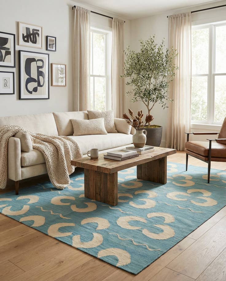 Detail image of 5' x 6' 5 Hand Woven Kilim Modern Wool Rug