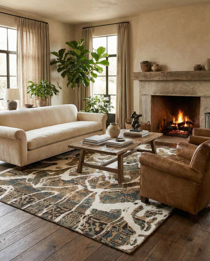 7' x 8' 3 Hand Knotted Ultra Vintage Persian Wool Square Rug