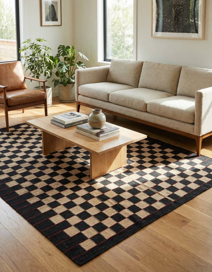 Detail image of 5' x 6' 5  Hand Woven Kilim Modern Wool Rug