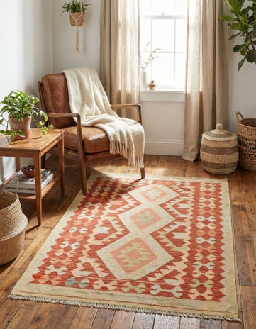2' 10 x 4' 2 Hand Woven Kilim Waziri Wool Rug