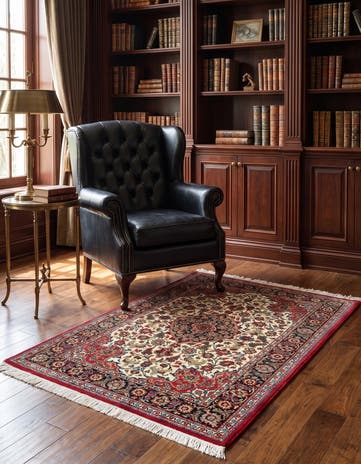 3' 7 x 5' Hand Knotted Qom Persian Rug