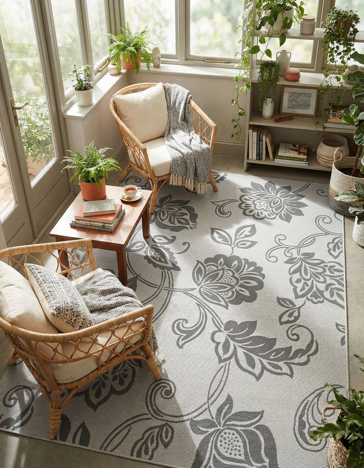 Detail image of 7' x 10' Easy-Clean Botanical Indoor / Outdoor Rug