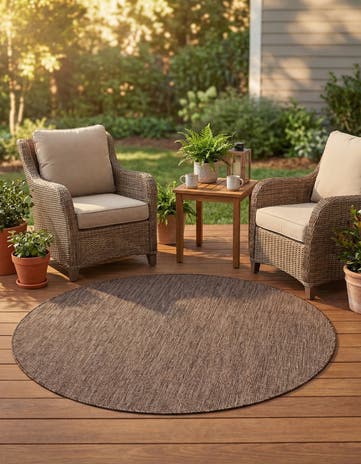 5' 3 x 5' 3 Easy-Clean Solid Indoor / Outdoor Round Rug
