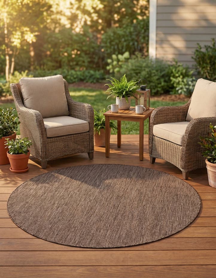 5' 3 x 5' 3 Easy-Clean Solid Indoor / Outdoor ...