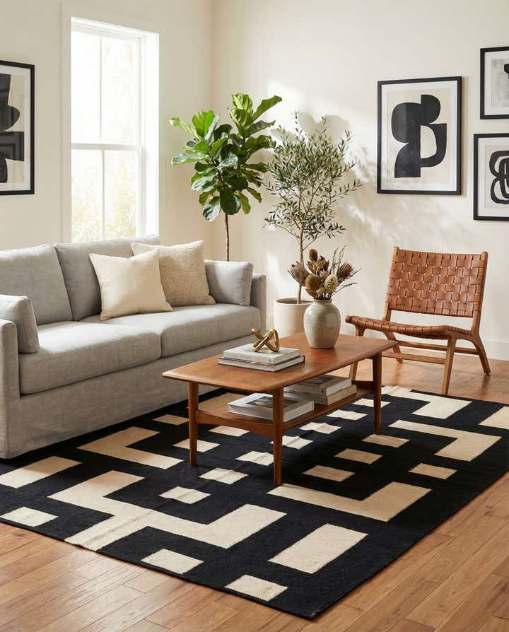 5' 4 x 6' 4 Hand Woven Kilim Modern Wool Rug