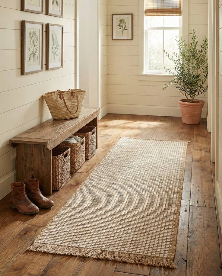 Country Style Runner Rug Ivory 2' x 6' 1 Cottage Farm Runner Rug | Rugs.com