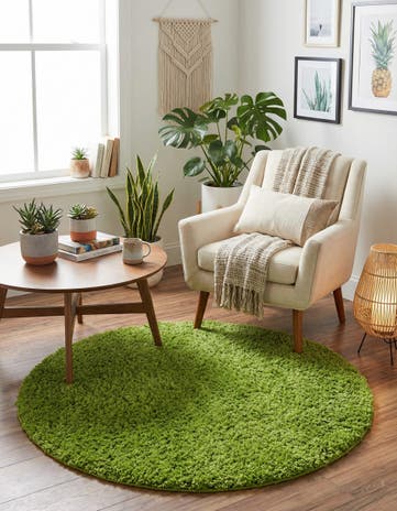 4' x 4' Solid Shag Round Rug
