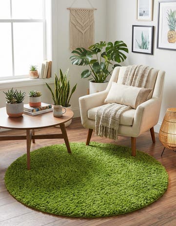 4' x 4' Solid Shag Round Rug
