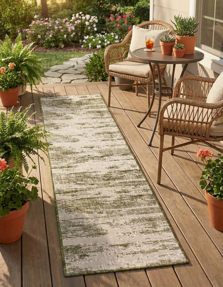Detail image of 2' x 8'  Washable Modern Indoor / Outdoor Runner Rug