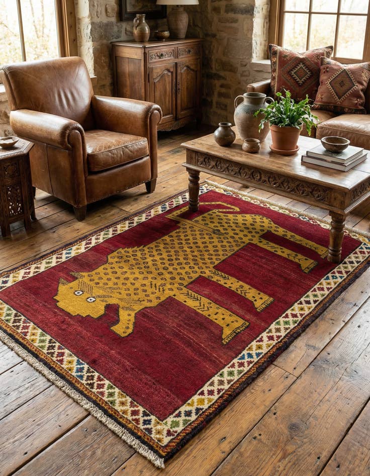 Detail image of 3' 4 x 4' 10 Gabbeh Rug