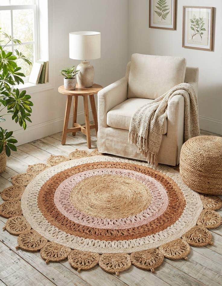 Detail image of 5' 1 x 5' 1  Hand Braided Jute Round Rug
