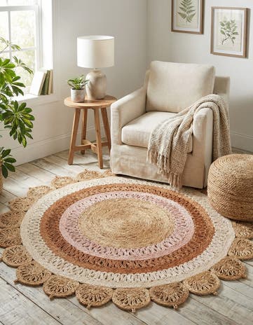 5' 1 x 5' 1 Handmade Braided Jute Round Rug