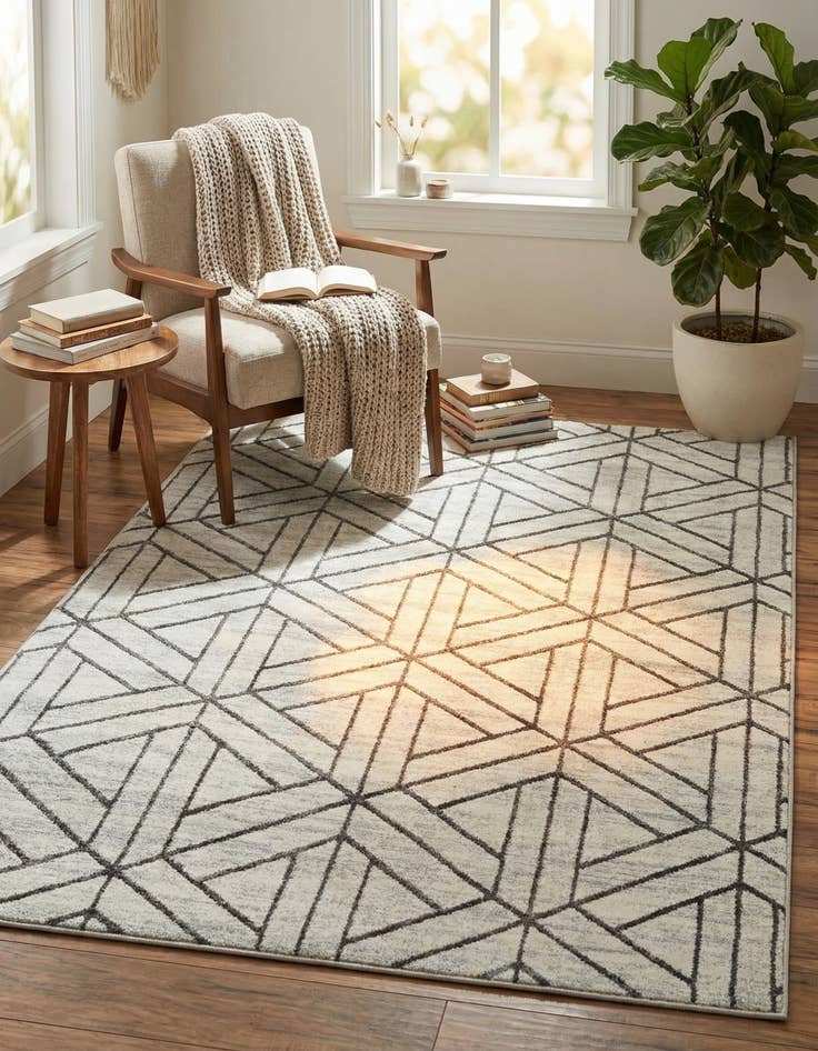 Detail image of  5' 3 x 7' Lattice Trellis Rug