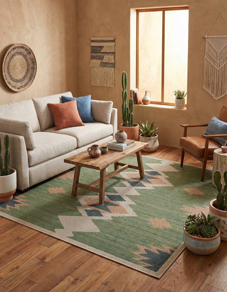 Detail image of 7' 10 x 7' 10  Washable Baja Indoor / Outdoor Square Rug