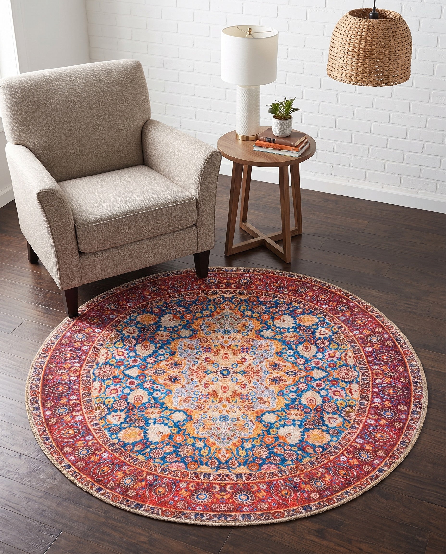 3' 6 x 3' 6 Washable Timeless Round Rug