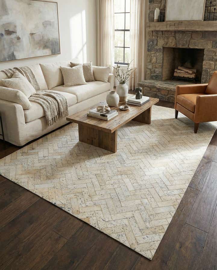 5' x 7' 10 Cowhide Leather Rug