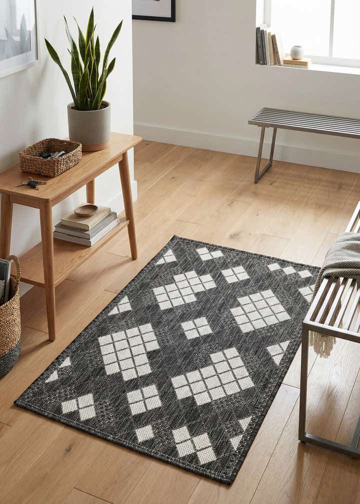 2' x 3' 1 Easy-Clean Modern Indoor / Outdoor Rug
