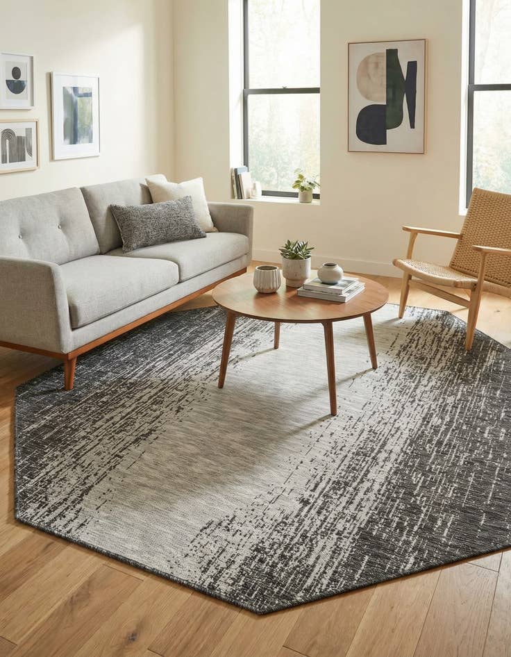 Detail image of 7' 10 x 7' 10  Washable Modern Indoor / Outdoor Octagon Rug