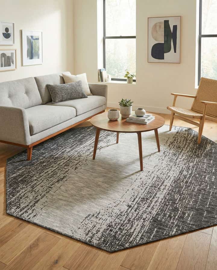 7' 10 x 7' 10 Easy-Clean Modern Indoor / Outdoor Octagon Rug
