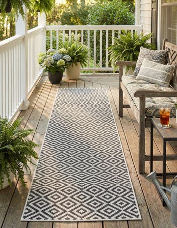 Charcoal Gray Easy-Clean Jill Zarin Costa Rica Indoor / Outdoor Runner Rug
