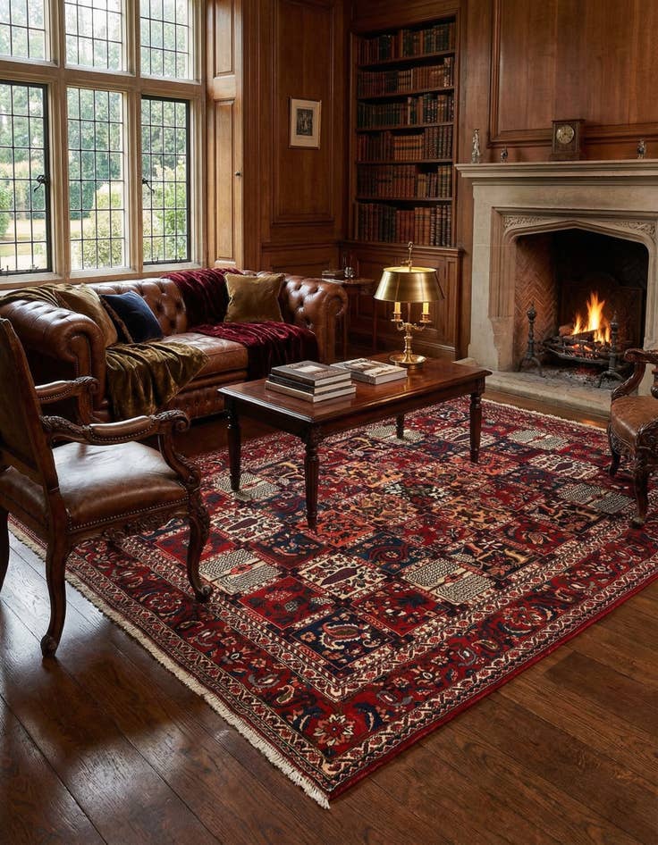 Detail image of  6' 9 x 9' 9 Bachtiar Wool Rug