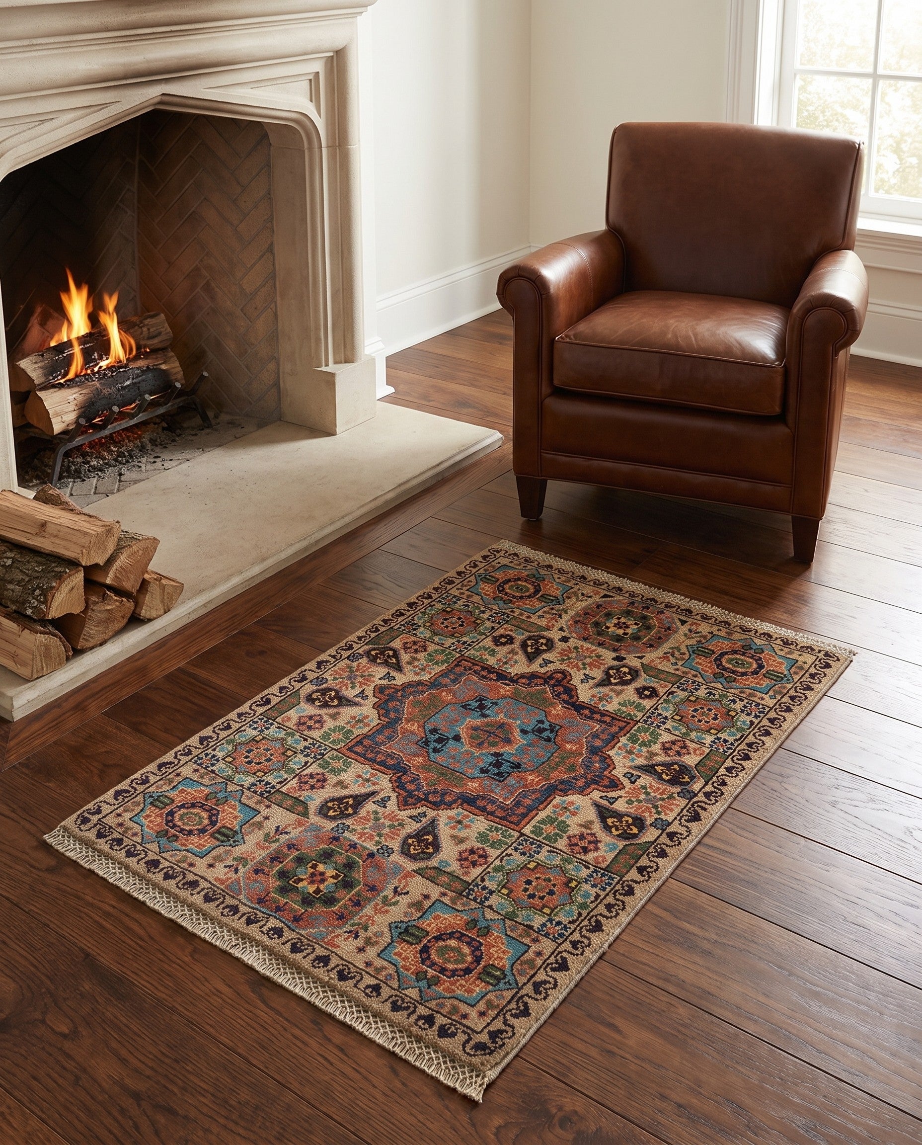 2' x 3' 2 Hand Knotted Mamluk Ziegler Rug