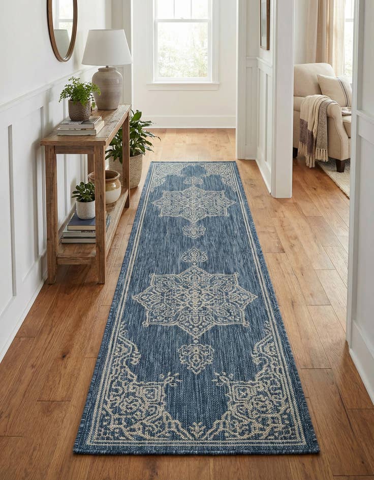 Detail image of 2' x 8'  Washable Traditional Indoor / Outdoor Runner Rug
