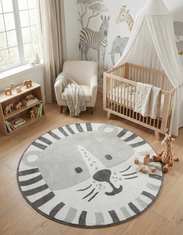 7' 10 x 7' 10 Cat Whimsy Kids Round Rug