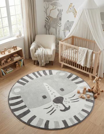 7' 10 x 7' 10 Cat Whimsy Kids Round Rug