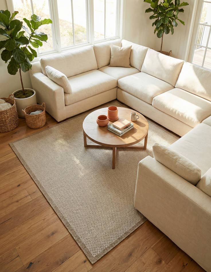 Detail image of 7' 10 x 7' 10  Washable Border Indoor / Outdoor Square Rug