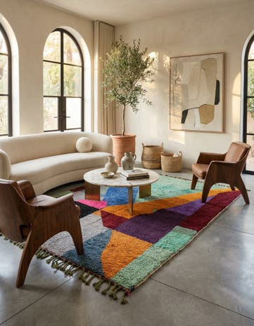 6' 6 x 9' 6 Hand Knotted Moroccan Wool Rug