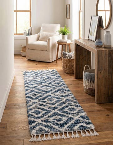 Blue Athena Shag Runner Rug