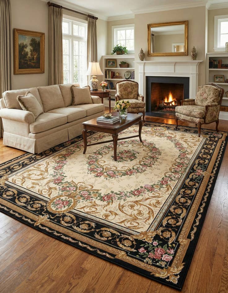Detail image of 9' x 12'  Washable Traditional Indoor / Outdoor Rug